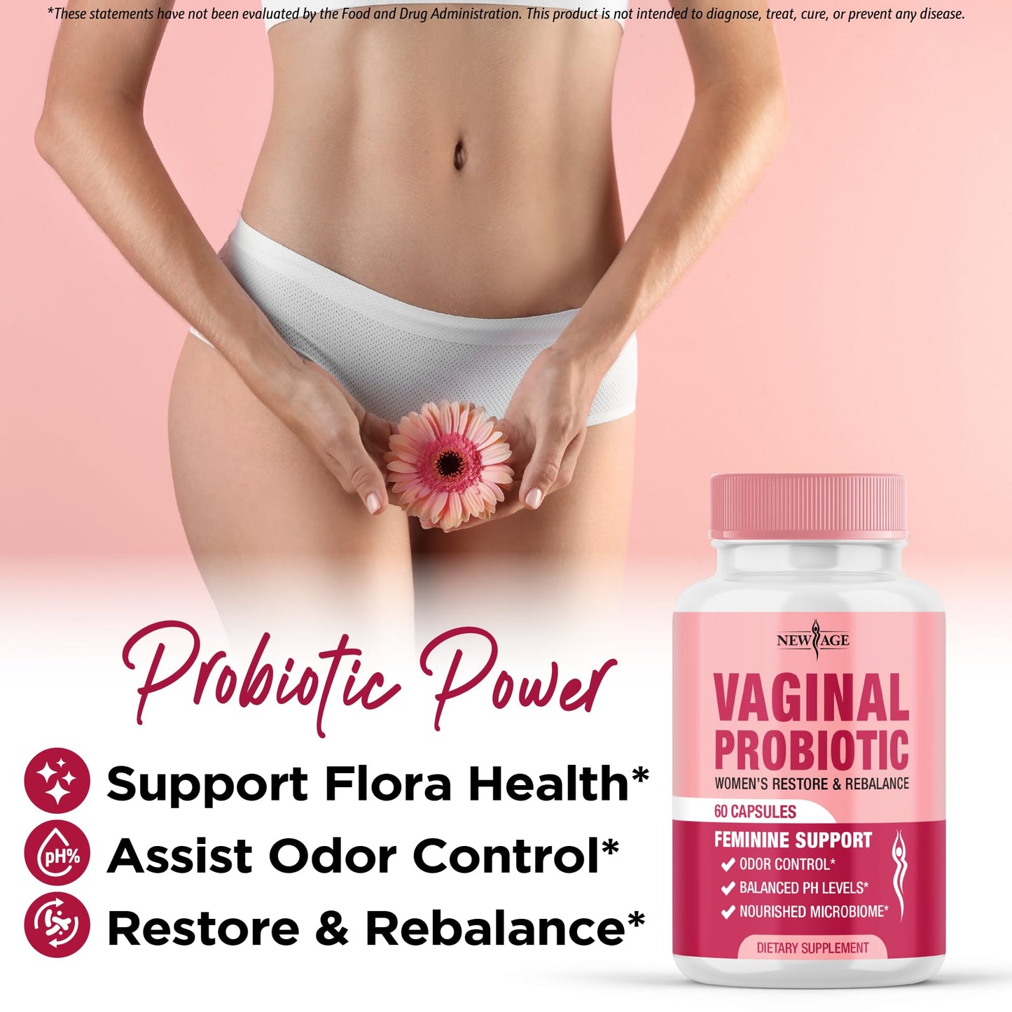 New Age Vaginal Probiotics - Prebiotics & Cranberry - 120 Caps