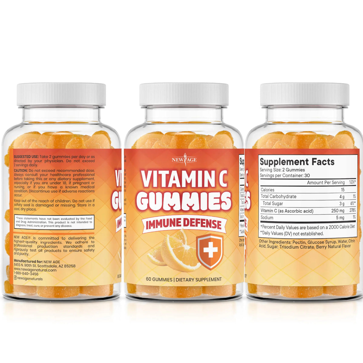 NEW AGE Vitamin C Gummies – Orange Flavor, Vegetarian, Gluten-Free (180 Gummies) BritishVita | Premium UK Vitamins & Wellness Supplements
