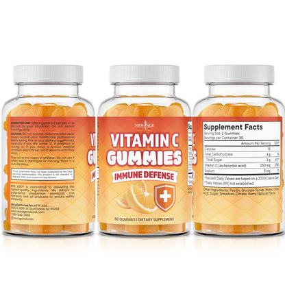 NEW AGE Vitamin C Gummies – Orange Flavor, Vegetarian, Gluten-Free (180 Gummies) BritishVita | Premium UK Vitamins & Wellness Supplements