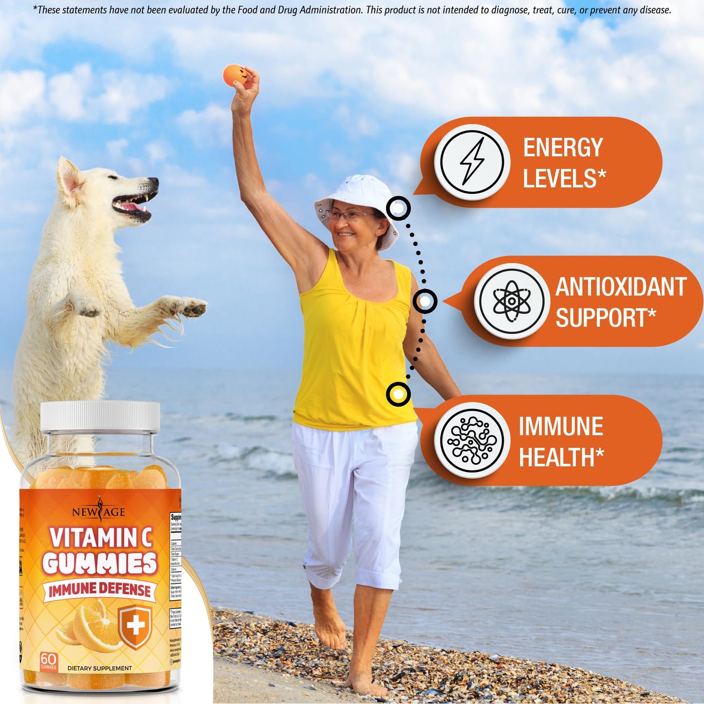 New Age Vitamin C Gummies Orange – Immune Support (60 Gummies)