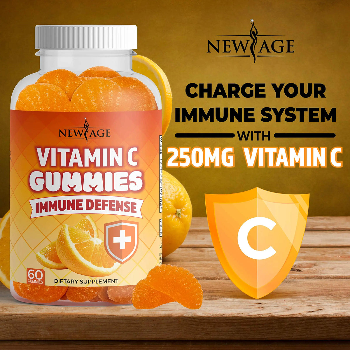 NEW AGE Vitamin C Gummies – Orange Flavor, Vegetarian, Gluten-Free (180 Gummies) BritishVita | Premium UK Vitamins & Wellness Supplements