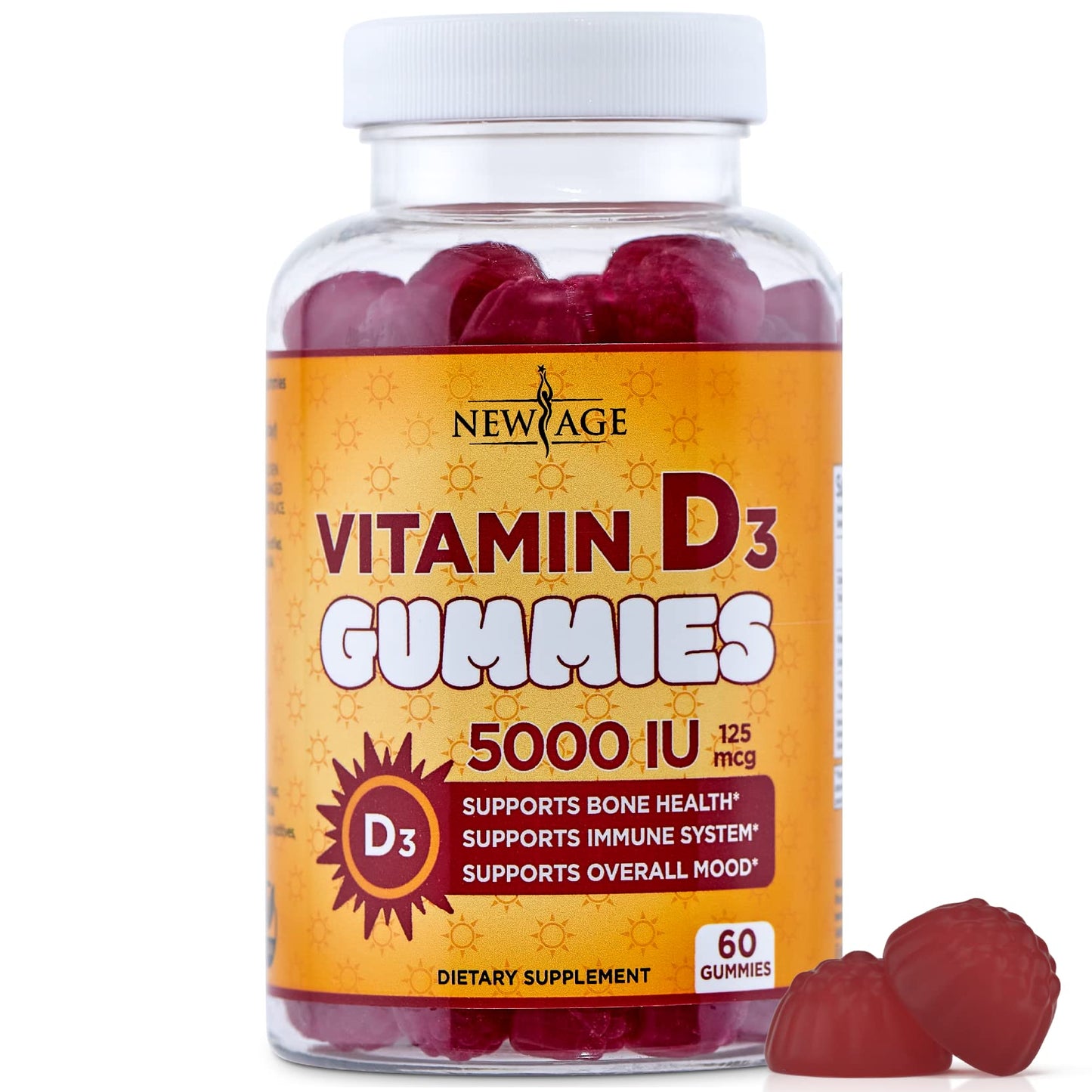 NEW AGE Vitamin D3 5000 IU Gummies - Immune & Bone Health