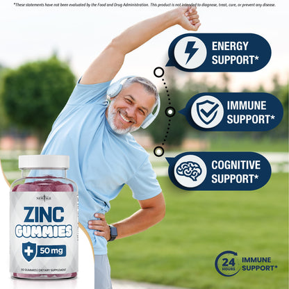 NEW AGE Zinc Gummies 2 Pack - 50mg Zinc Immune Support, Non-GMO | 120 Count