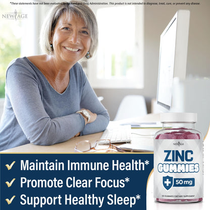 NEW AGE Zinc Gummies 60 Count - 50mg Zinc Immune Support