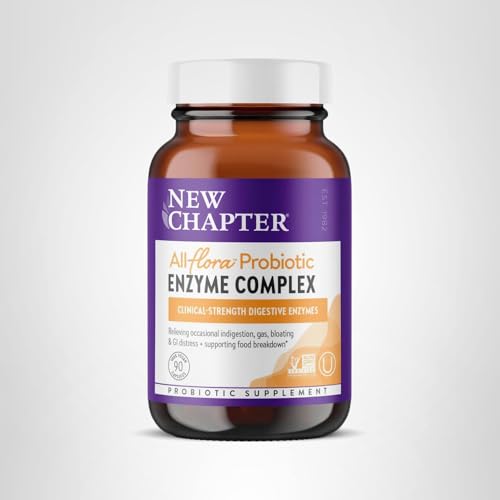 New Chapter All-Flora Enzyme Complex with Probiotics – Digestive Enzymes + Probiotics, 90 Vegan Capsules