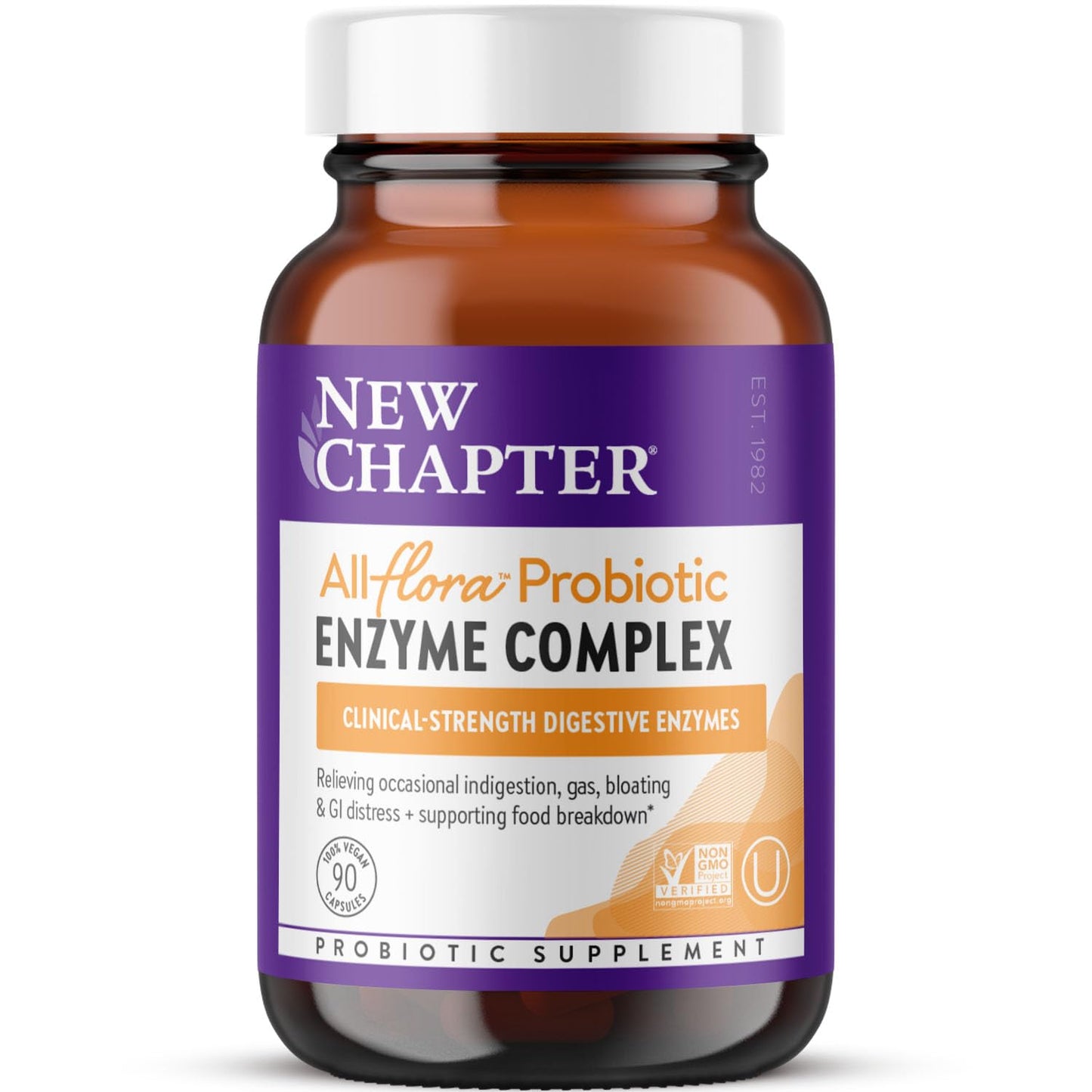 New Chapter All-Flora Enzyme Complex with Probiotics – Digestive Enzymes + Probiotics, 90 Vegan Capsules