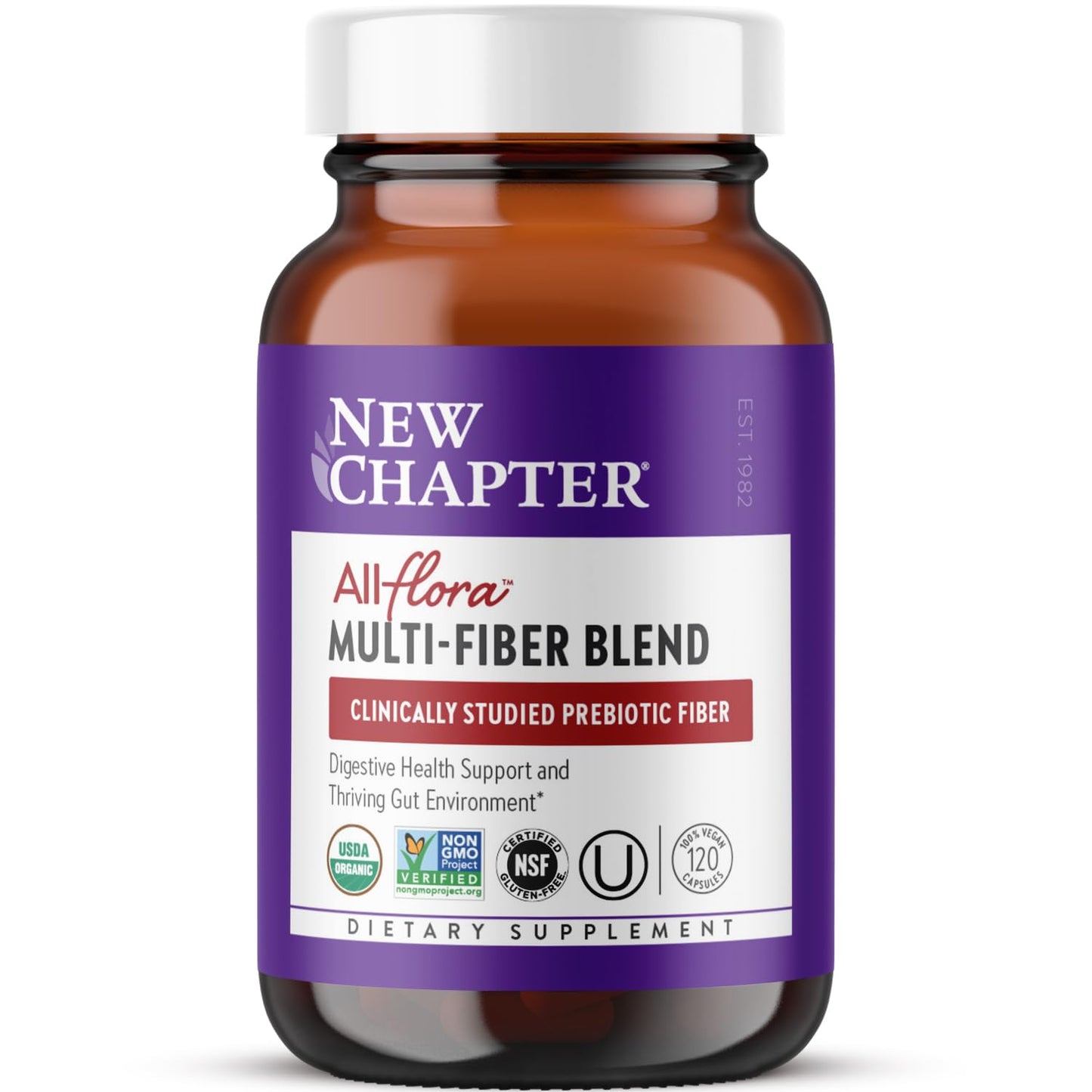 New Chapter All-Flora Multi-Fiber – Organic Inulin + Psyllium (120 ct) | Vegan
