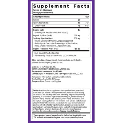 New Chapter All-Flora Multi-Fiber – Organic Inulin + Psyllium (120 ct) | Vegan