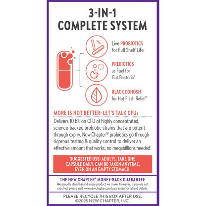 New Chapter All-Flora Probiotic Menopause Balance – 10B CFU, Vegan, Black Cohosh