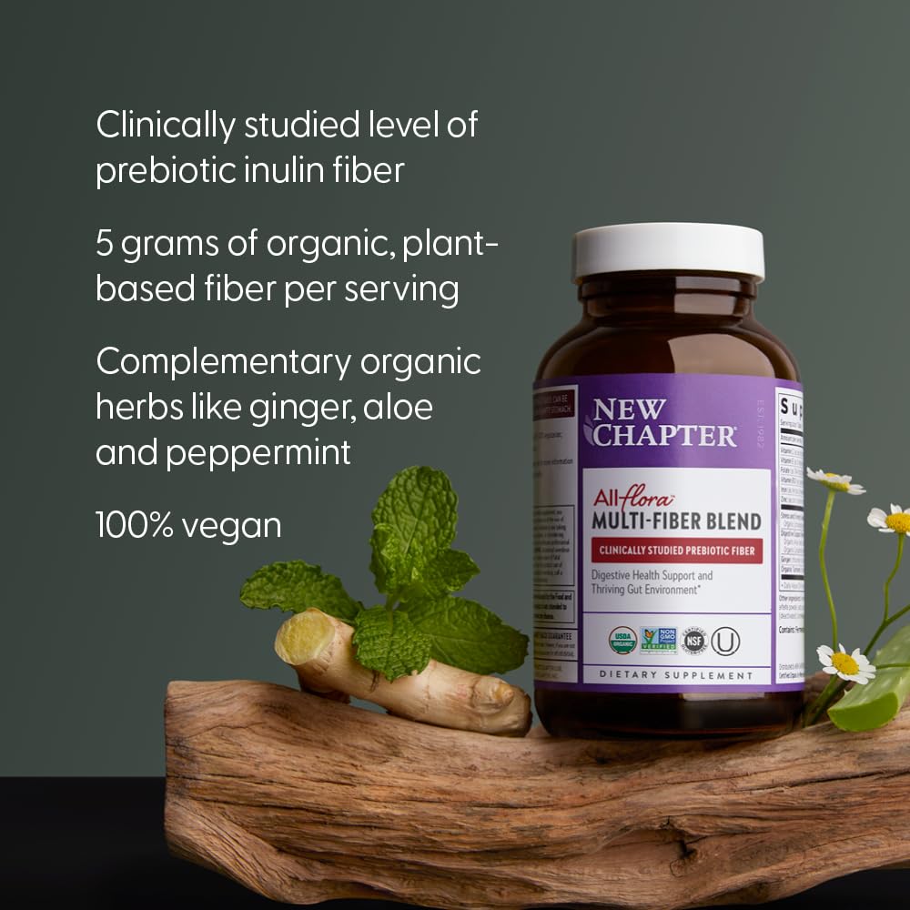 New Chapter All-Flora Multi-Fiber – Organic Inulin + Psyllium (120 ct) | Vegan