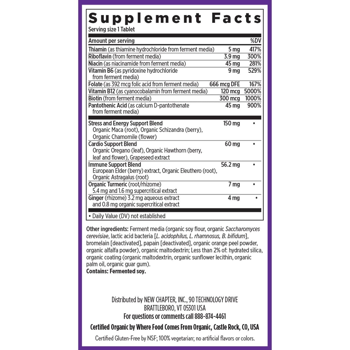 New Chapter Fermented Coenzyme B Complex – Organic B Vitamins (B12, B6, Biotin) 30 ct