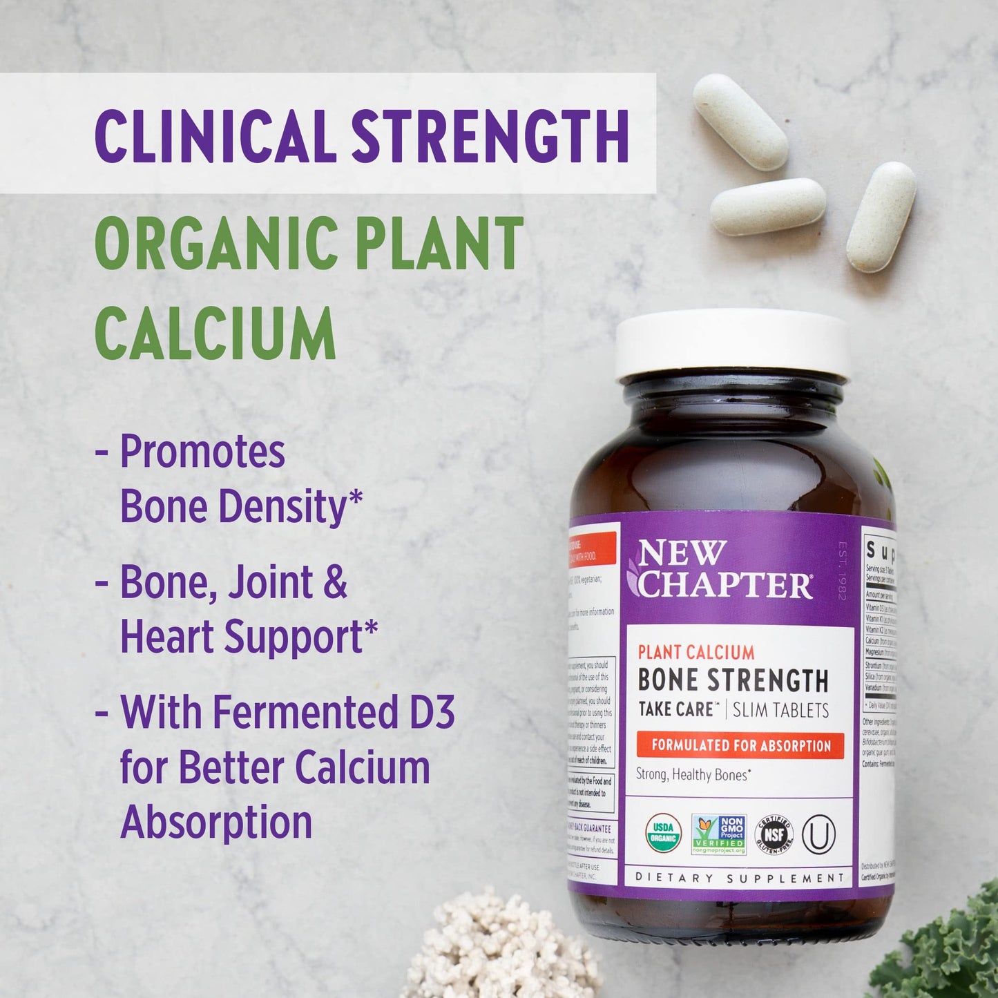New Chapter Calcium Supplement – Bone Strength (Whole Food Calcium + K2 D3 + Magnesium)