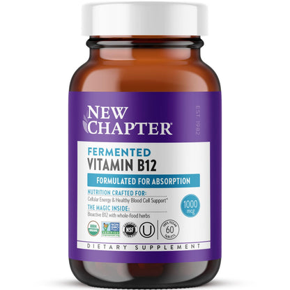 New Chapter Fermented Vitamin B12 1,000 mcg | USDA Organic, Vegan, Gluten Free - 60 Count