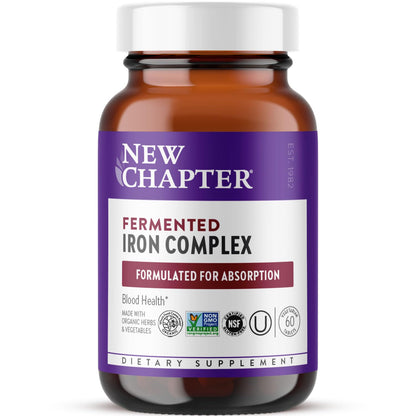 New Chapter Iron Supplement | Whole-Food Fermented Iron Complex | 60ct