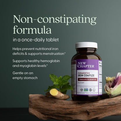 New Chapter Iron Supplement | Whole-Food Fermented Iron Complex | 60ct