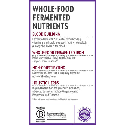 New Chapter Iron Supplement | Whole-Food Fermented Iron Complex | 60ct