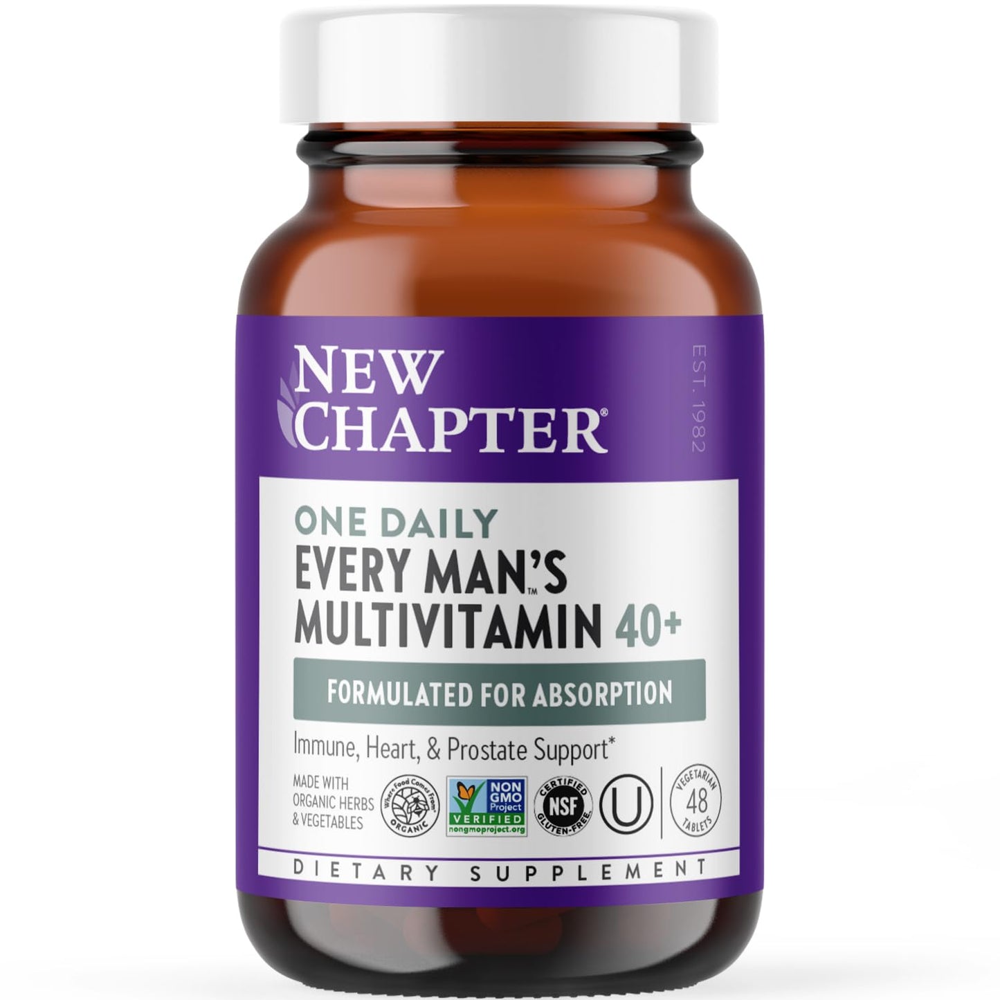 New Chapter Men's Multivitamin 40+ - Fermented One Daily for Energy, Immune & Heart Health (48 ct)