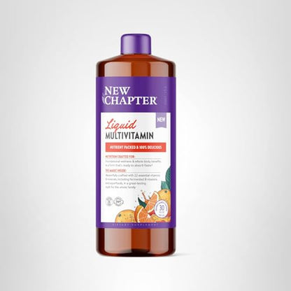 New Chapter Liquid Multivitamin + Mineral – 22 Nutrients, Easy Absorption, Orange Mango 30 oz