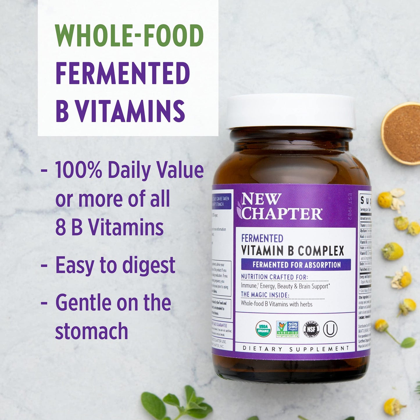 New Chapter Organic Fermented Vitamin B Complex – 30 Count (30 CT)