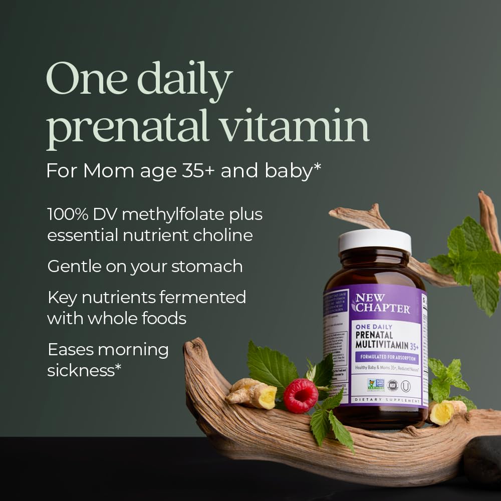 New Chapter Prenatal 35+ Vitamins – One Daily Methylfolate & Choline, 30 ct (Gluten Free, Non-GMO)