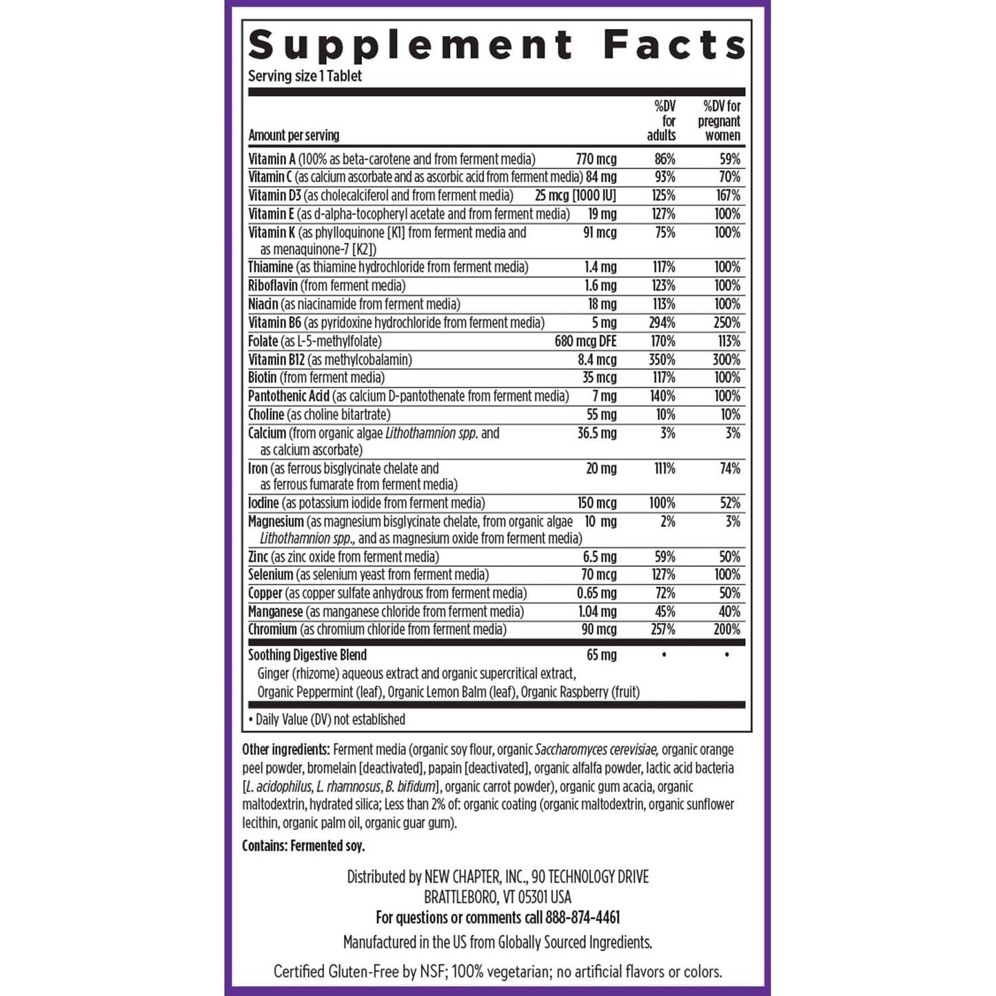 New Chapter Prenatal 35+ Vitamins – One Daily Methylfolate & Choline, 30 ct (Gluten Free, Non-GMO)