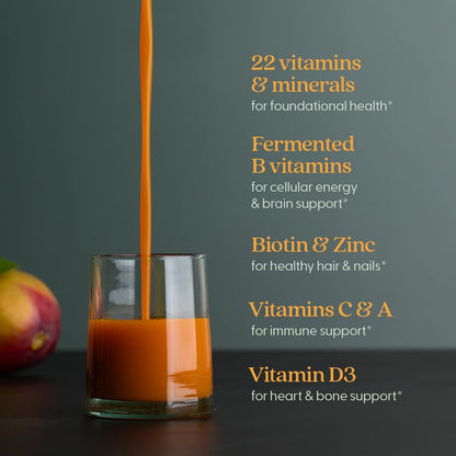 New Chapter Liquid Multivitamin + Mineral – 22 Nutrients, Easy Absorption, Orange Mango 30 oz