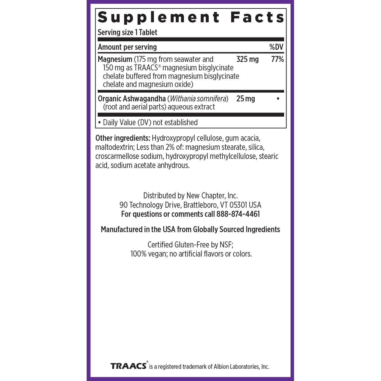 New Chapter Magnesium + Ashwagandha Supplement - 325 mg, 60 ct, 2-Month Supply | 2.5x Absorption