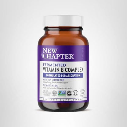 New Chapter Vitamin B Complex, Fermented Vitamin B Complex, USDA Organic, ONE Daily for Cellular Energy + Brain + Beauty, 100% Vegan, Gluten-Free - 60 Count