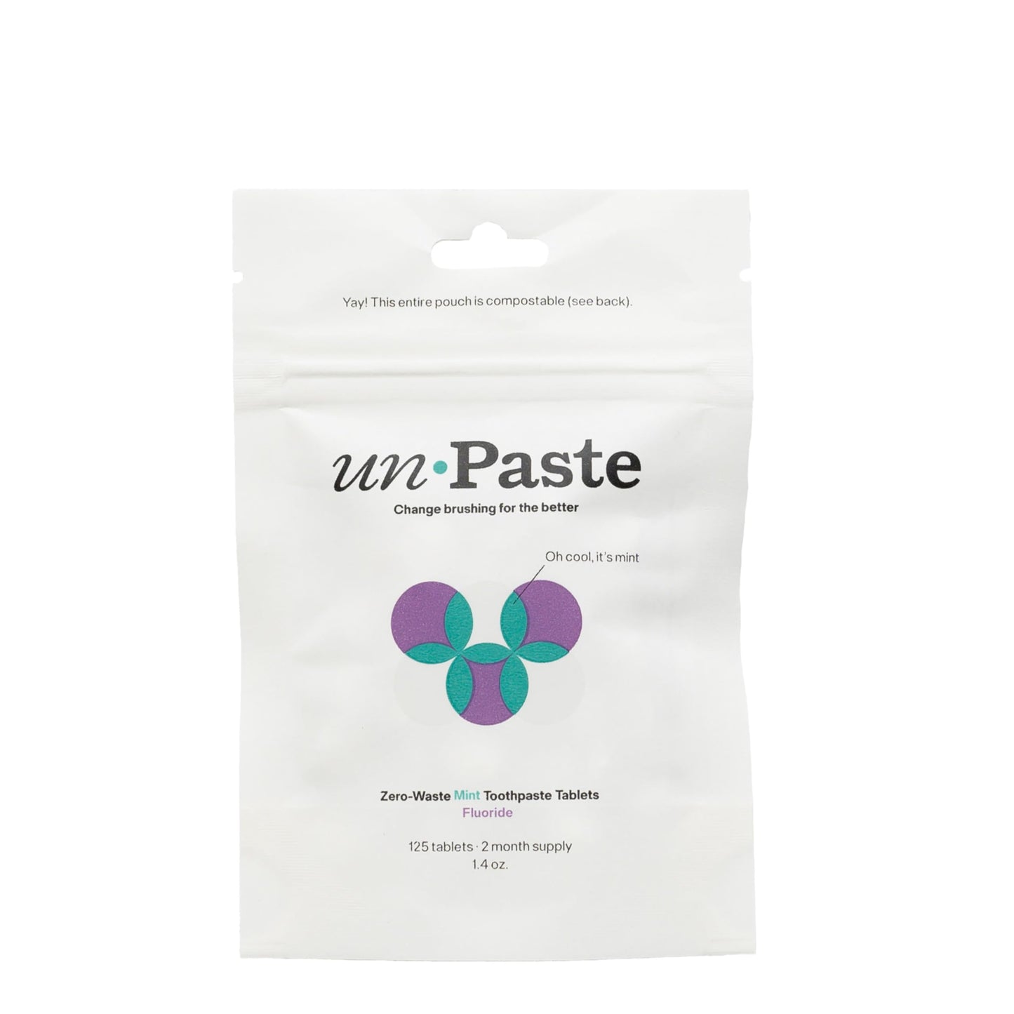 New Formula Unpaste Toothpaste Tablets – Fluoride Mint, Xylitol Free, Vegan, Plastic Free (125ct, 2 Month Supply)
