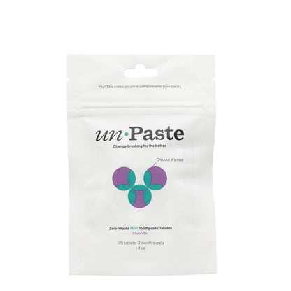 New Formula Unpaste Toothpaste Tablets – Fluoride Mint, Xylitol Free, Vegan, Plastic Free (125ct, 2 Month Supply)