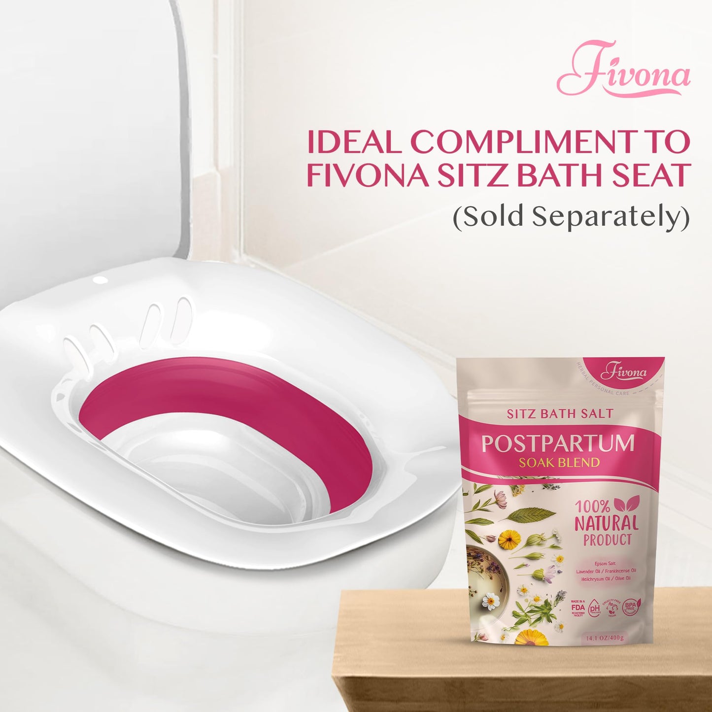 Postpartum Sitz Bath Salt – Epsom Salt with Essential Oils for Hemorrhoid Relief & Perineal Healing