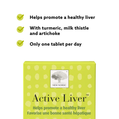 NEW NORDIC Active Liver 30-Day Supply – Daily Liver Supplement (Milk Thistle, Artichoke & Turmeric)