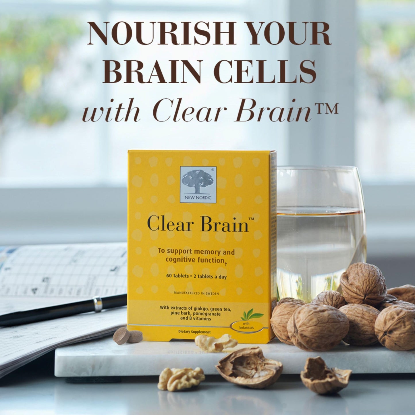 New Nordic Clear Brain Tablets – Swedish Made, 60 Count, Cognitive Health