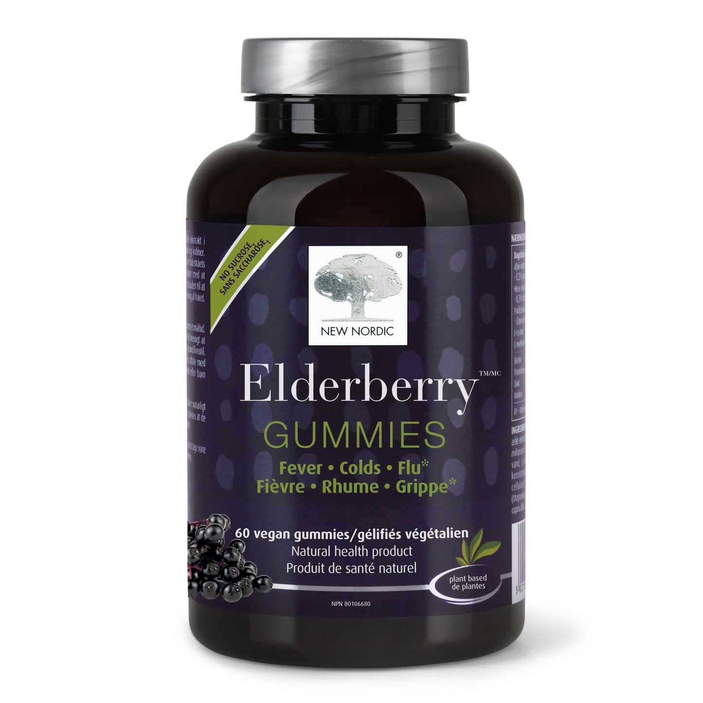 NEW NORDIC Elderberry Vegan Gummies - Sugar Free Immune Support with Vitamin C (Adults & Kids 4+) 60 Count