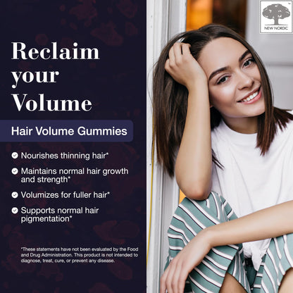 New Nordic Hair Volume Gummies - 2500 mcg Biotin, Vegan Hair Vitamins (60 Count)