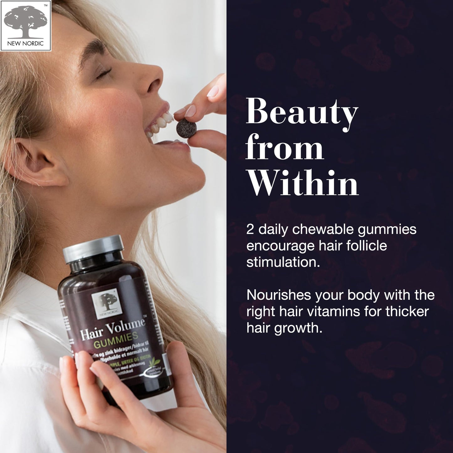 New Nordic Hair Volume Gummies - 2500 mcg Biotin, Vegan Hair Vitamins (60 Count)