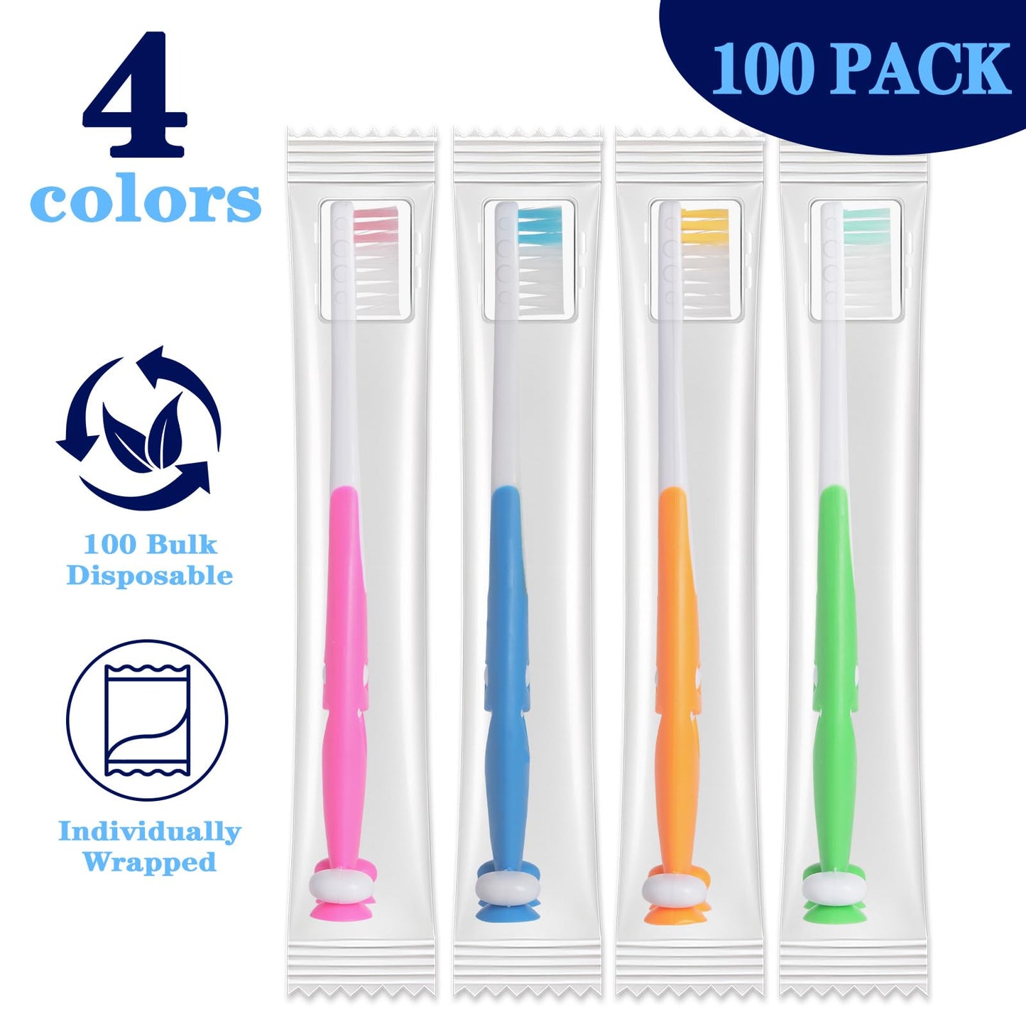 Newday 100 Pack Kids Toothbrush Bulk – Soft Bristles, Shark Design