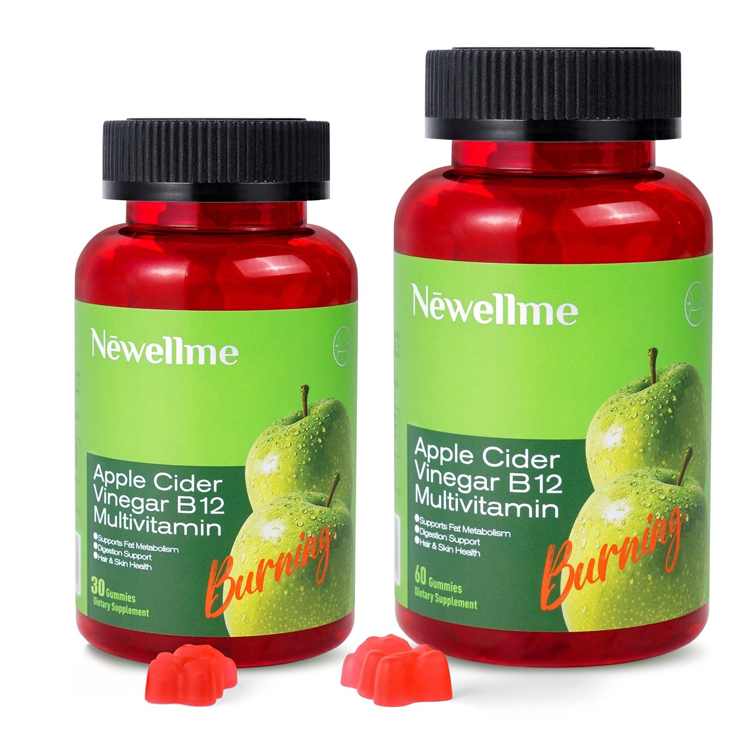 NEWELLME Sugar-Free ACV Gummies with B12 – 90 Gummies (Vegetarian, Non-GMO)