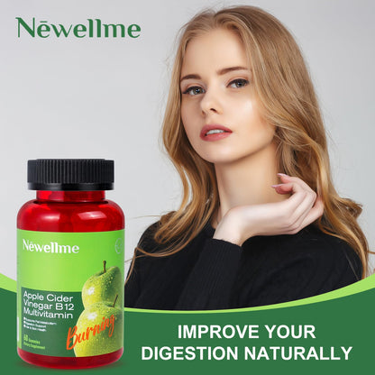 NEWELLME Sugar-Free ACV Gummies with B12 – 90 Gummies (Vegetarian, Non-GMO)