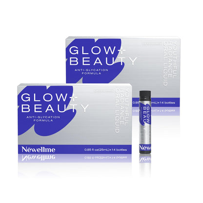 NEWELLME Glow+Beauty Collagen Drink – Liquid Beauty Supplement with Hyaluronic Acid & Antioxidants | 28 Bottles