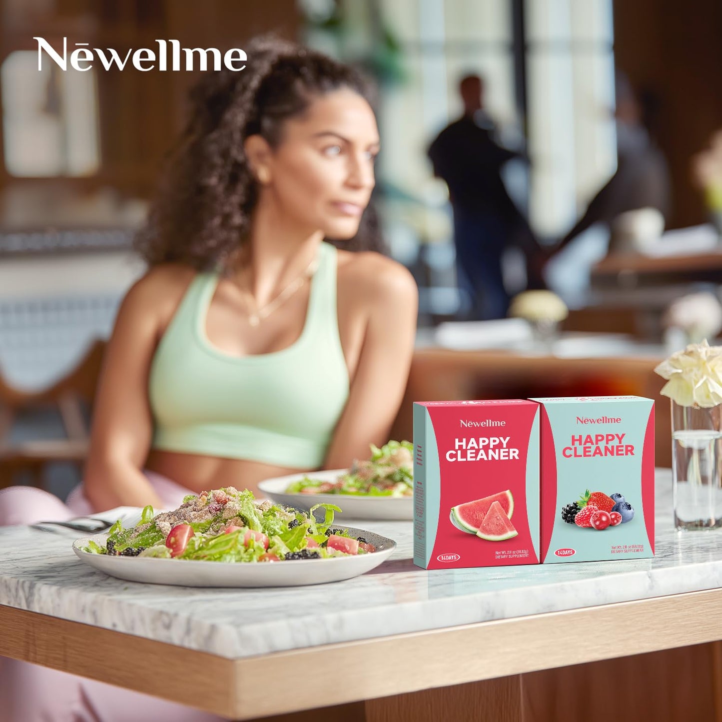 NEWELLME Happy Cleaner Berry Super Greens & Multivitamin Powder – 90+ Superfoods, 14 Pack