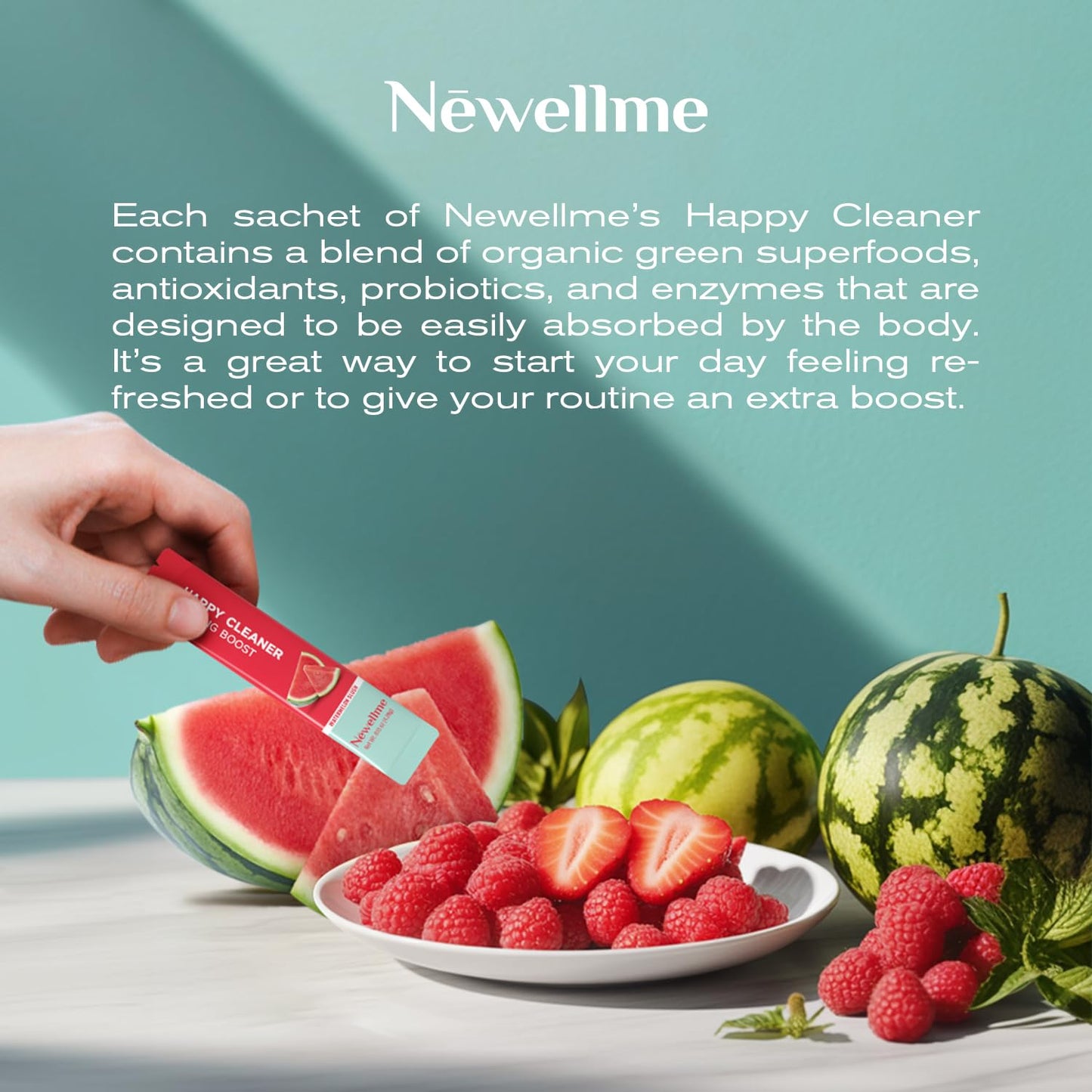 NEWELLME Happy Cleaner Berry Super Greens & Multivitamin Powder – 90+ Superfoods, 14 Pack