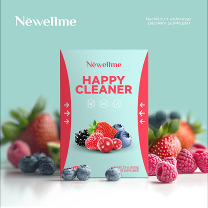 NEWELLME Happy Cleaner Super Greens Powder – Berry Drink Mix, Sugar-Free, 14 Packets, Chlorella & Spirulina