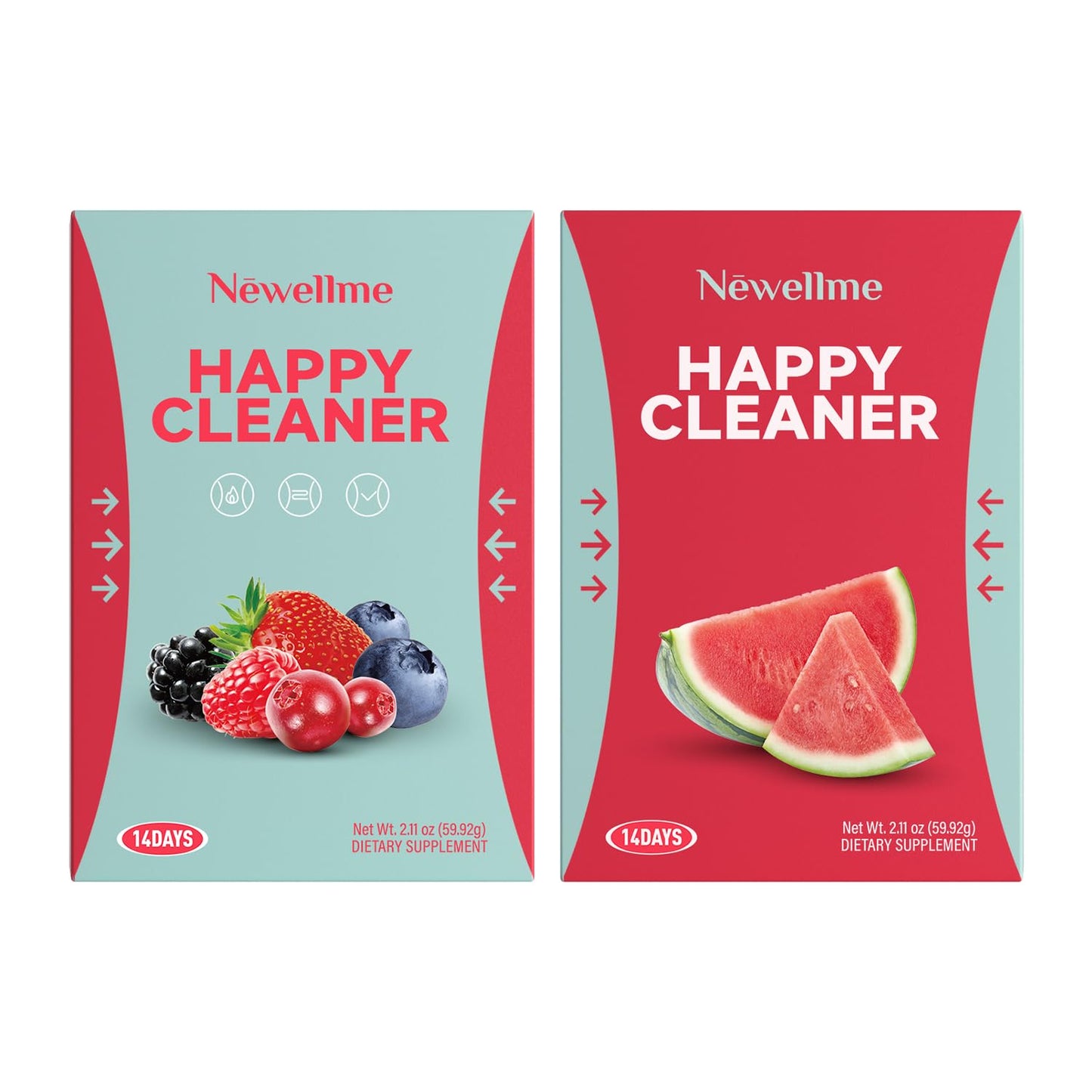 NEWELLME Happy Cleaner Super Greens Powder – Watermelon & Berry Variety Pack, 28 Packets