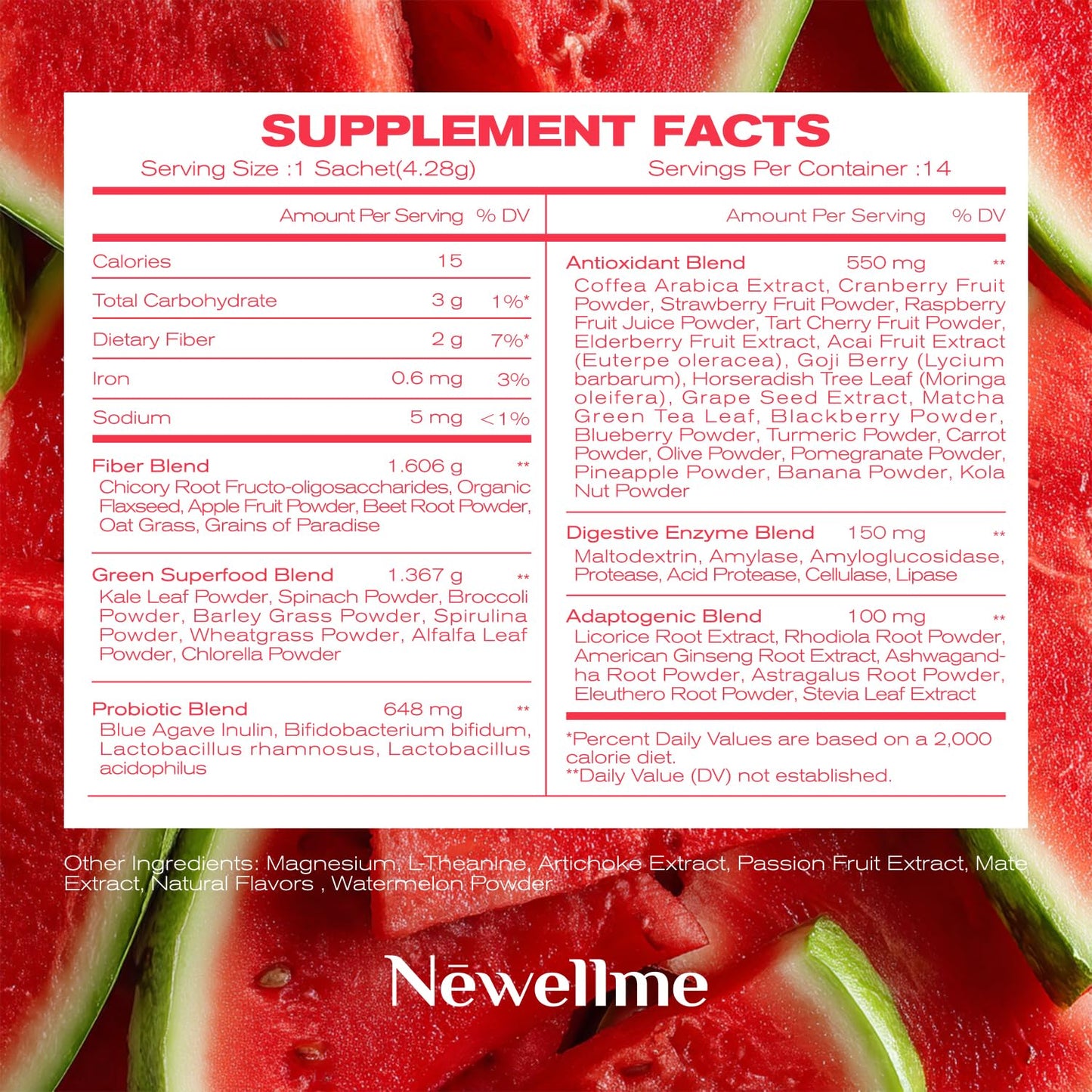 NEWELLME Happy Cleaner Super Greens – Watermelon (Sugar-Free)