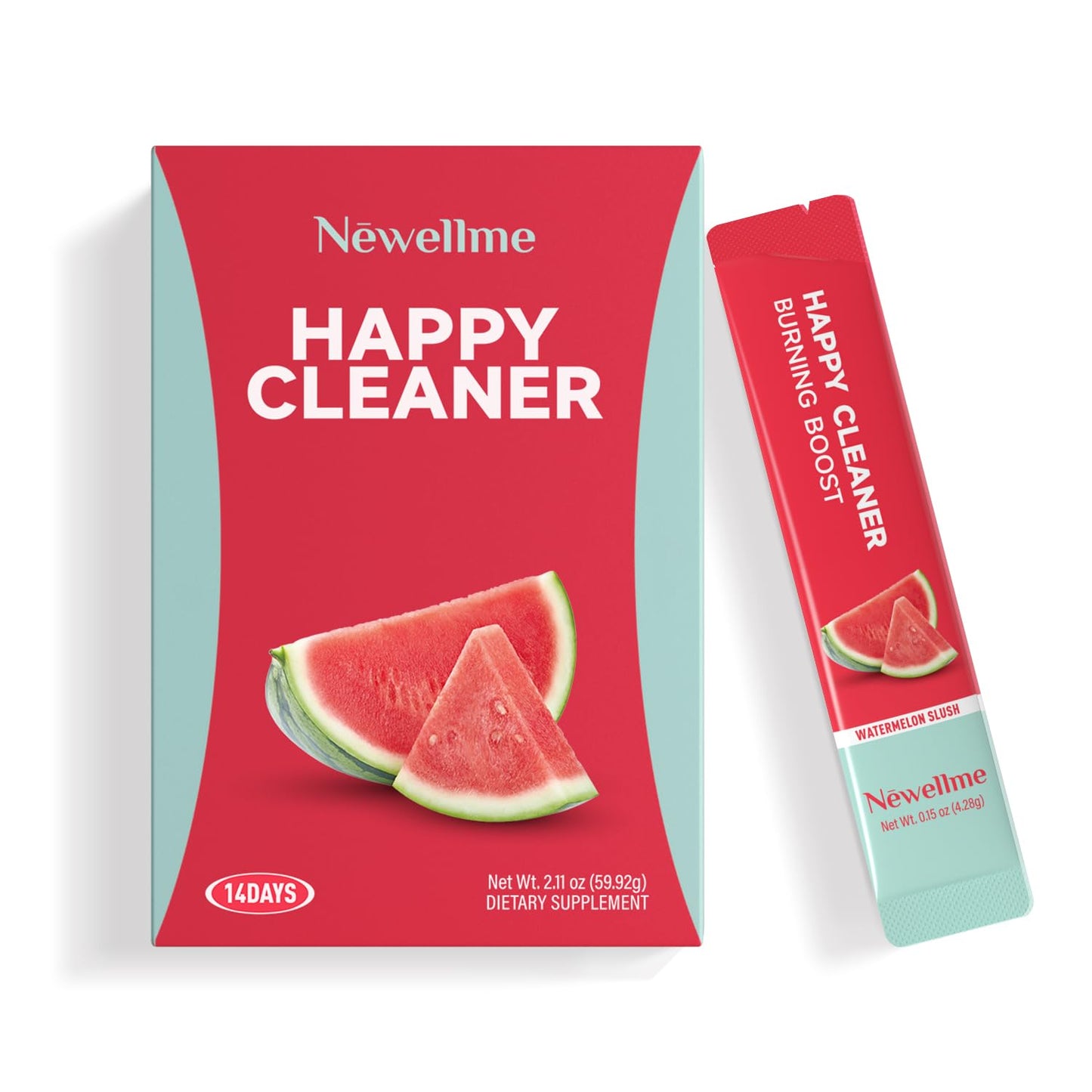 NEWELLME Happy Cleaner Super Greens & Multivitamin Powder with Alfalfa – Watermelon Flavor, 14 Pack