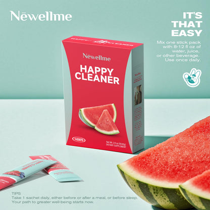 NEWELLME Happy Cleaner Super Greens & Multivitamin Powder with Alfalfa – Watermelon Flavor, 14 Pack