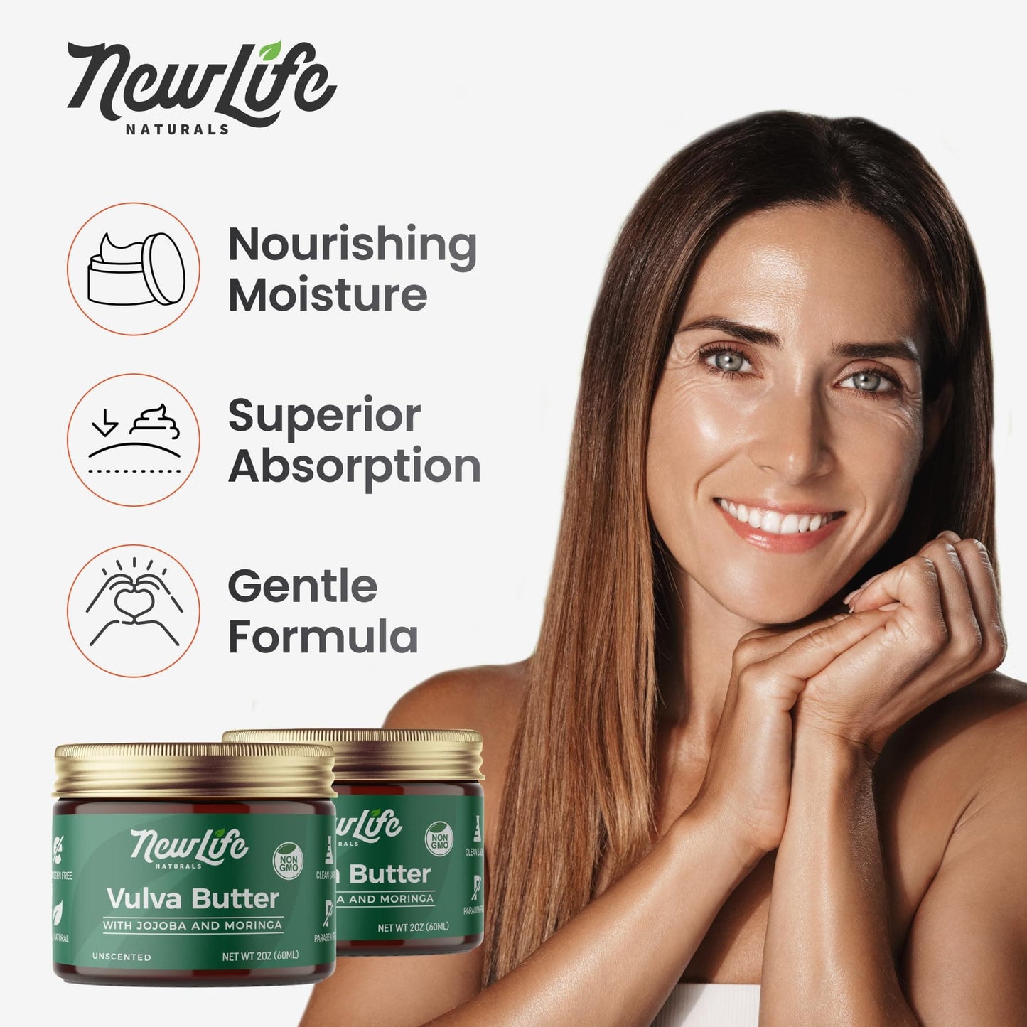 NewLife Naturals JButter Vulva Balm Butter – All-Natural, Estrogen-Free Moisturizer for Menopause & Postpartum (2oz)