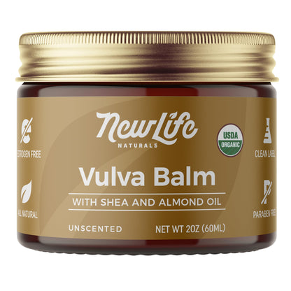 NewLife Naturals Certified Organic Vulva Balm Butter – Vaginal Moisturizer & Menopause Support (2oz) USA