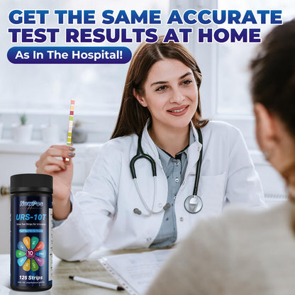 NewPos Urine Test Strips 10-in-1 | 125 CT Full Panel for UTI, Kidney & Liver Function at Home
